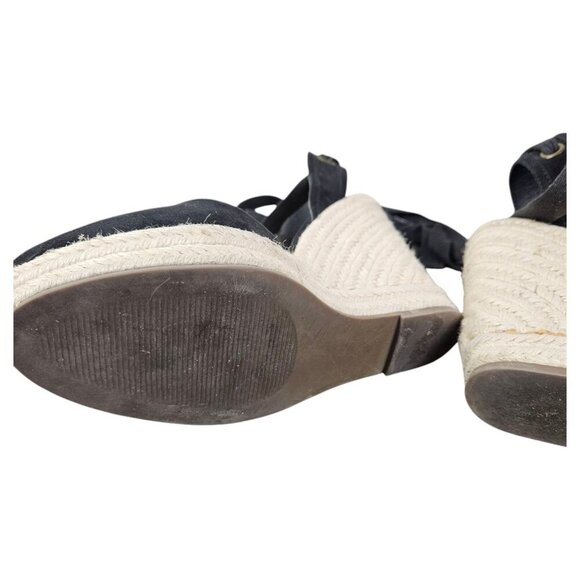 Steve Madden Barre Black‎ Closed Toe Lace Up Wedge Size 9M Faux Suede - Picture 7 of 10